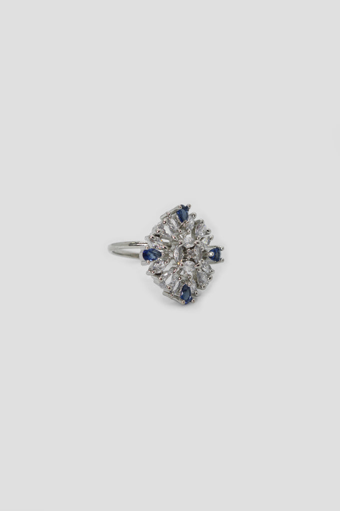 American Diamond Zirconia Stone Studded Ring (Blue) - Ring design