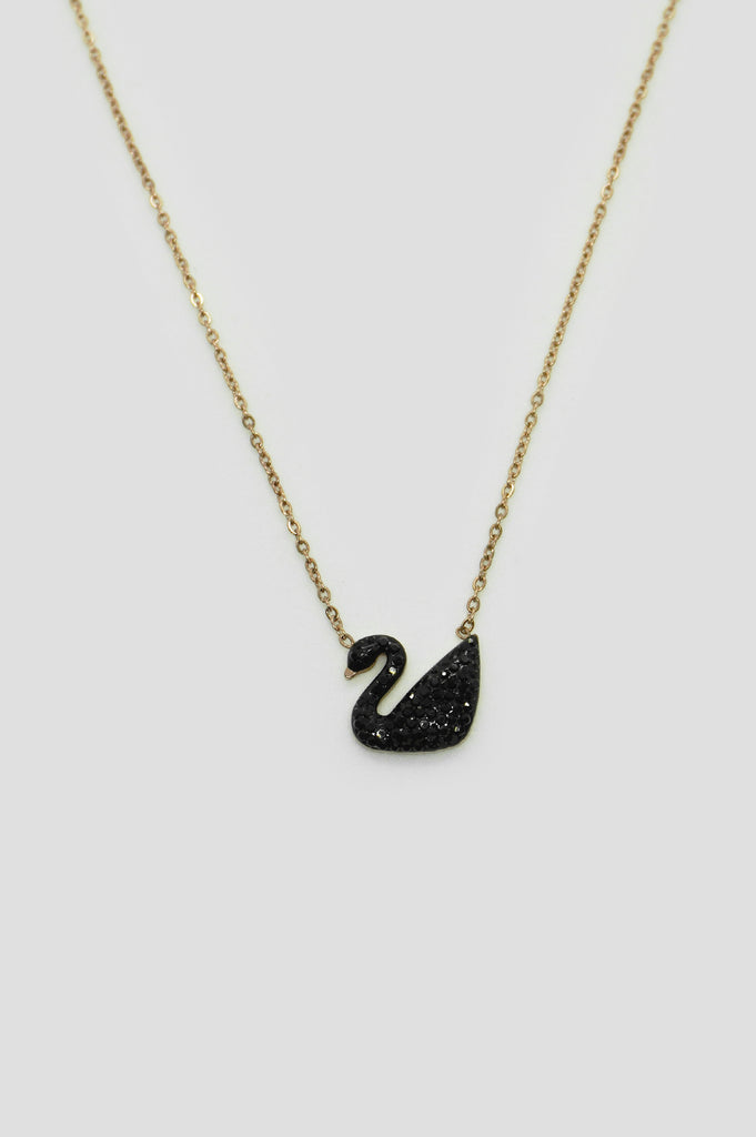 Designer Black Swan Pendant - Chain - Chains Online
