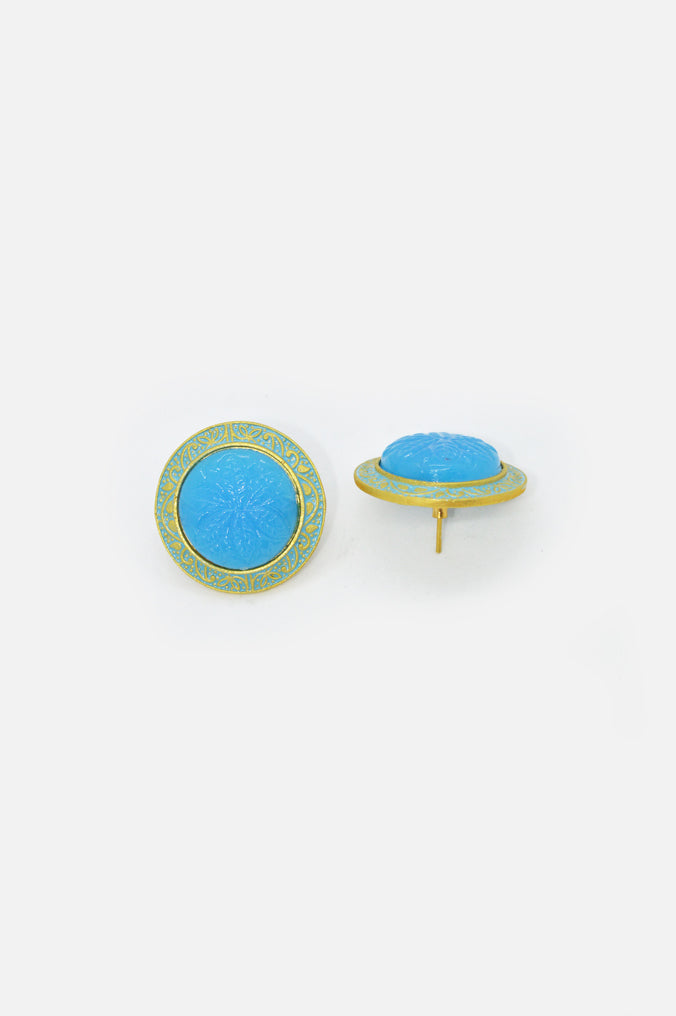 Handcrafted Azure Blue Gold Plated Stud Earrings Online - Buy Latest Studs Online