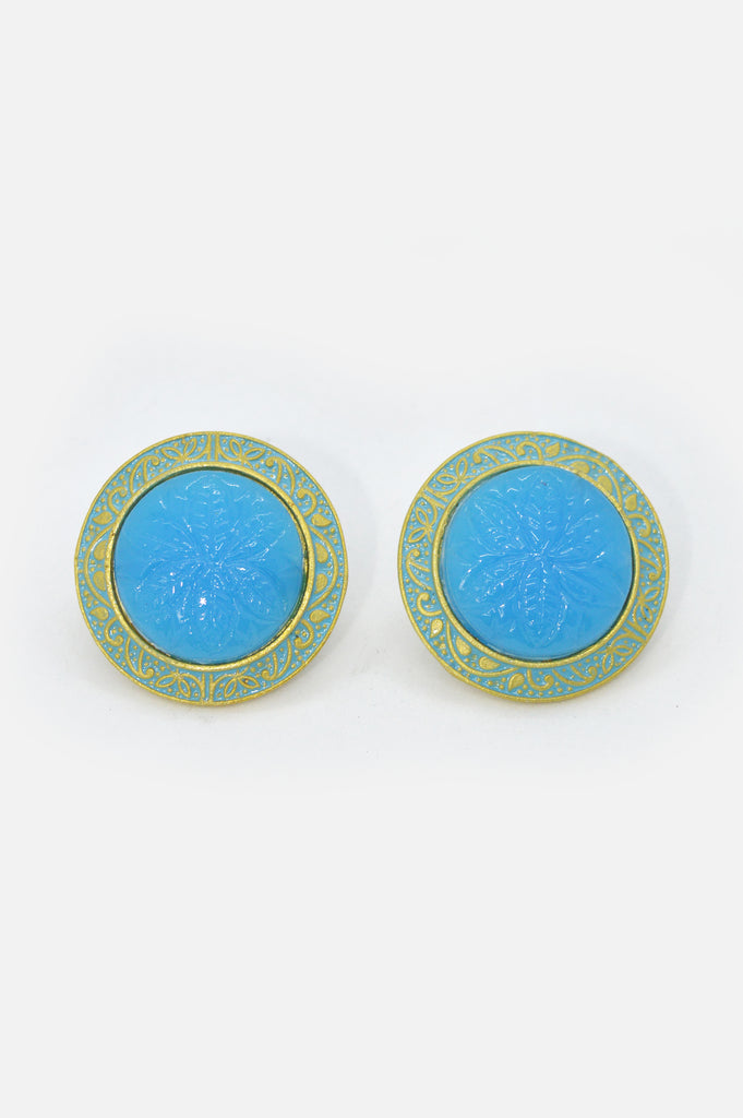 Handcrafted Azure Blue Gold Plated Earrings - Buy Gold Plated Earrings | Artificial Earrings Online