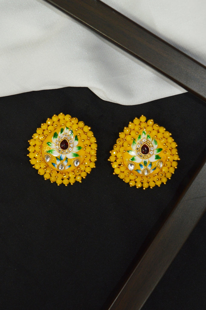 Handcrafted Kundan Bead Bumblebee Earrings - Low Price Offer on Earrings for Women 