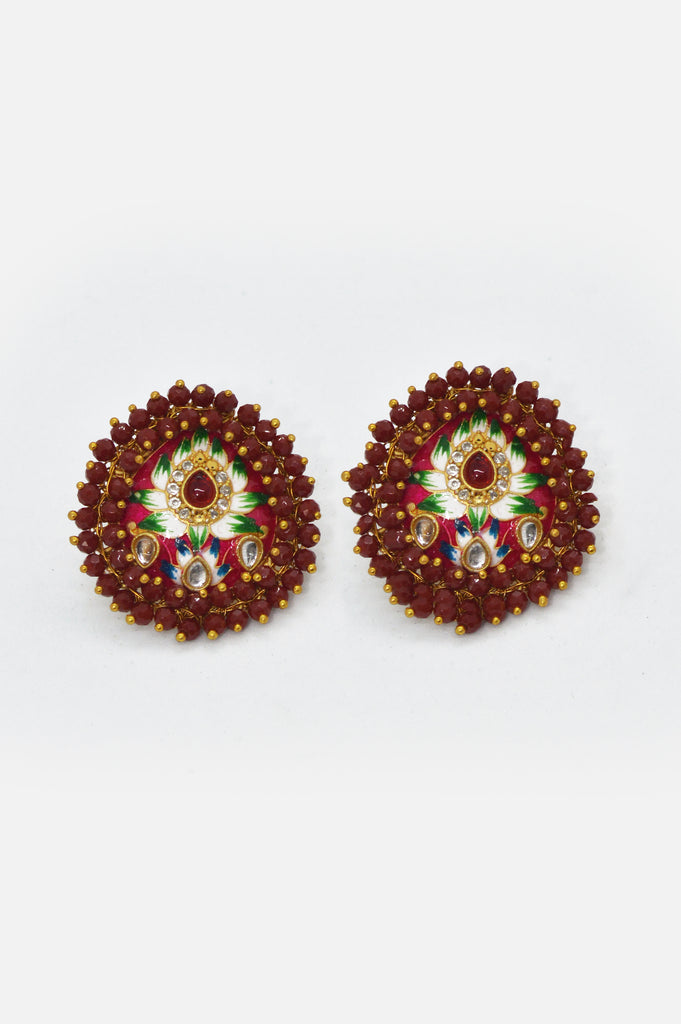 Handcrafted Kundan Bead Sangria Earrings for Women