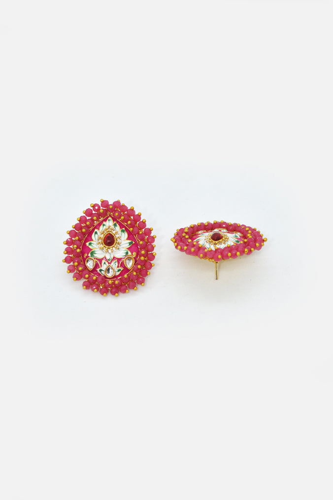 Handcrafted Kundan Bead Rouge Earrings Online - Buy Earrings for Girls