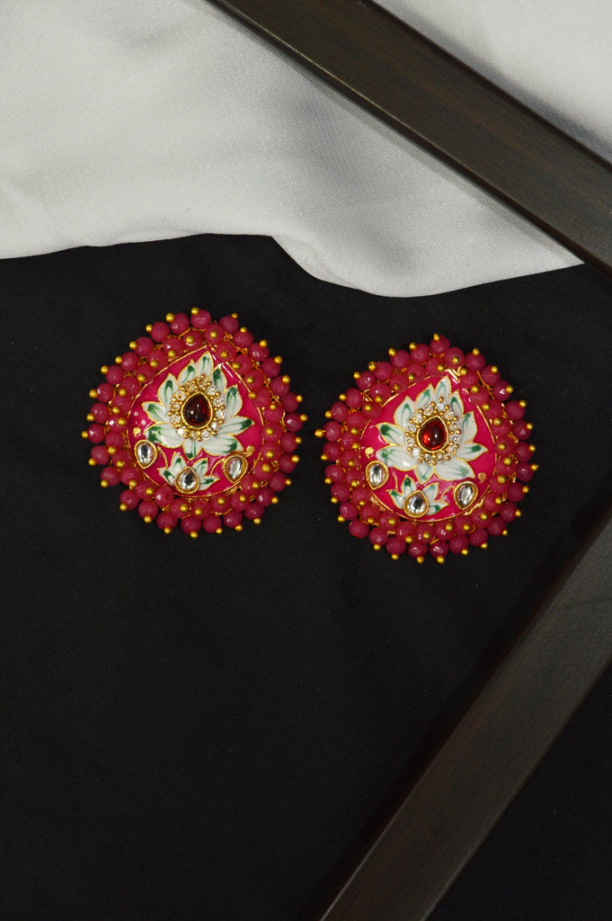 Handcrafted Kundan Bead Rouge Earrings - ‎New Stylish designer Earring - Earrings for Girls