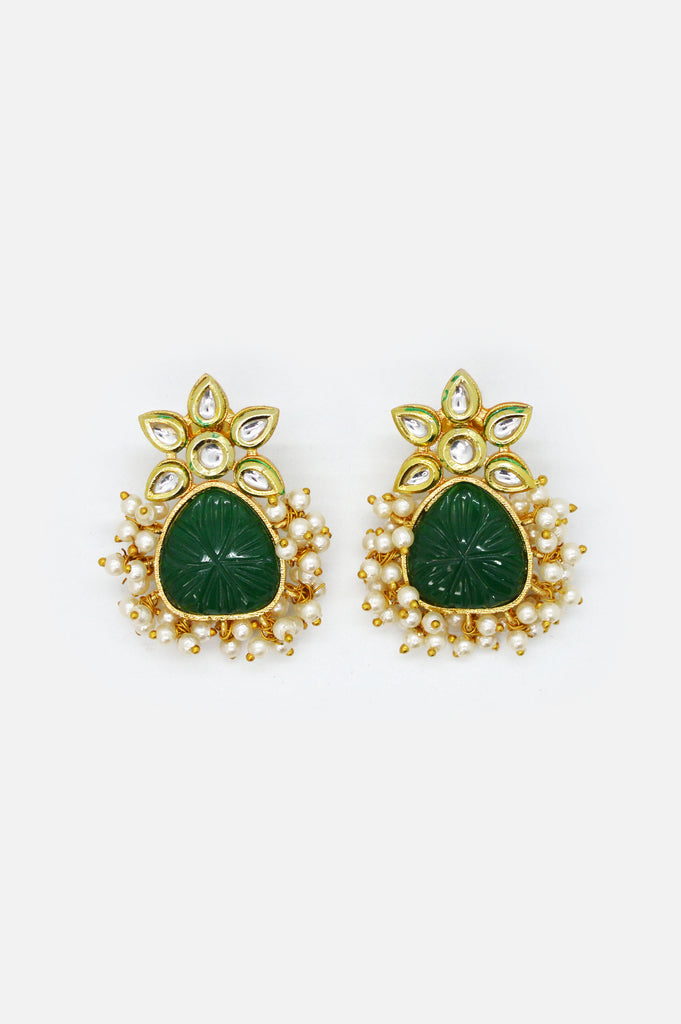 Handcrafted Kundan Pearls Shamrock Earrings Online - Fashion Earrings Online