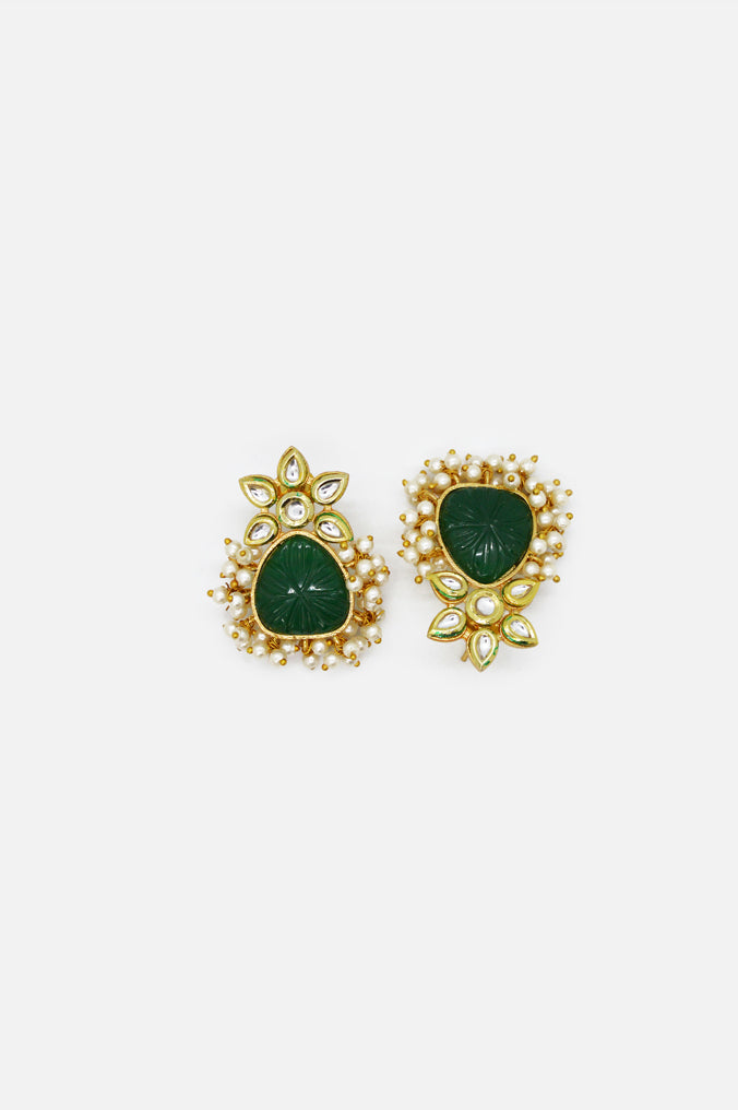 Handcrafted Kundan Pearls Shamrock Stylish Earrings - Stylish Earrings for girls