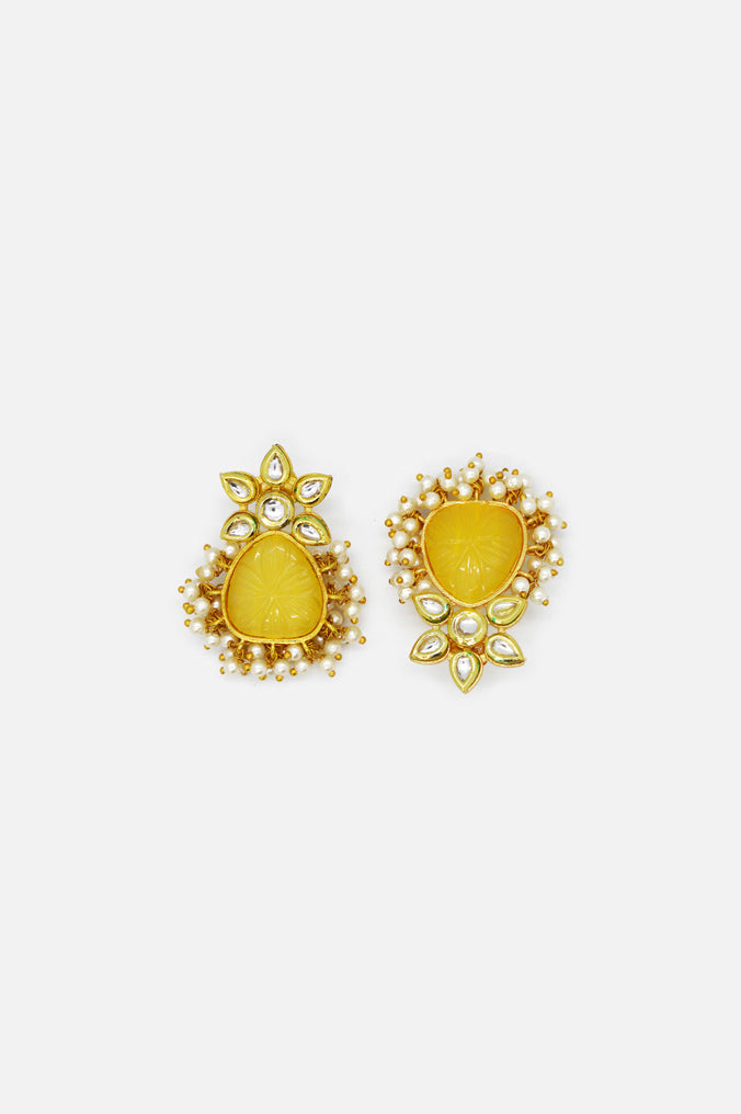 Handcrafted Kundan Pearls Bumblebee Earrings for Women 