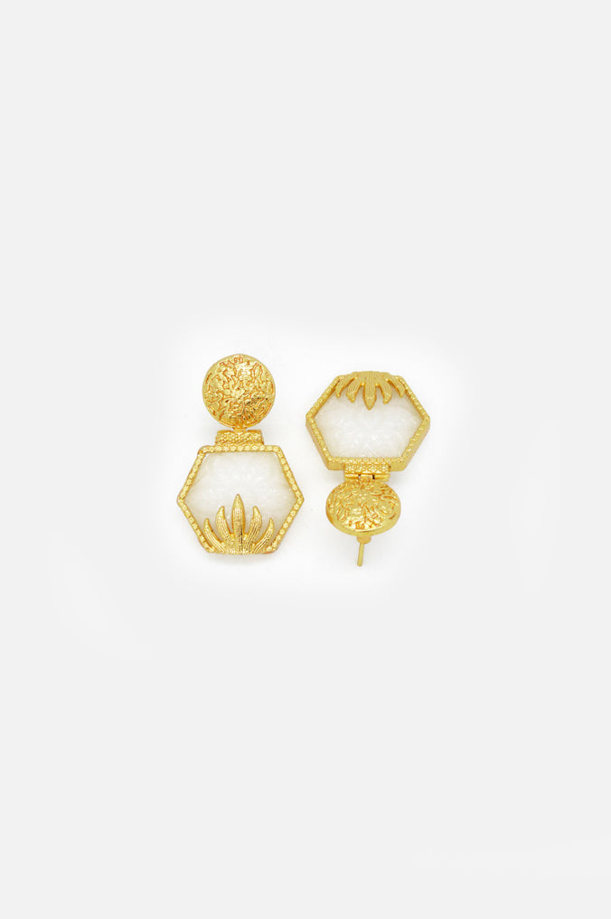Handcrafted Gold Plated White Stone Earrings Online - White stone Earrings Artificial