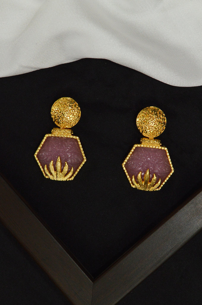 Handcrafted Gold Plated Mauvelous Stone Earrings