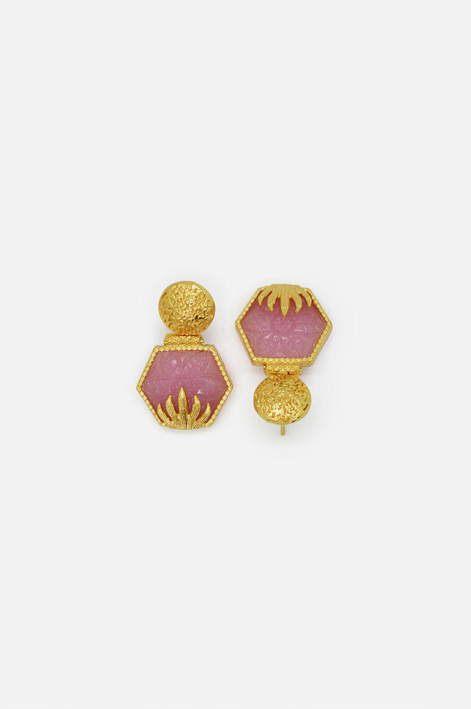 Handcrafted Gold Plated Mauvelous Stone Earrings for Women 