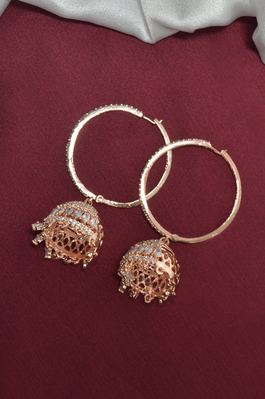 Ring jhumka earrings on sale gold