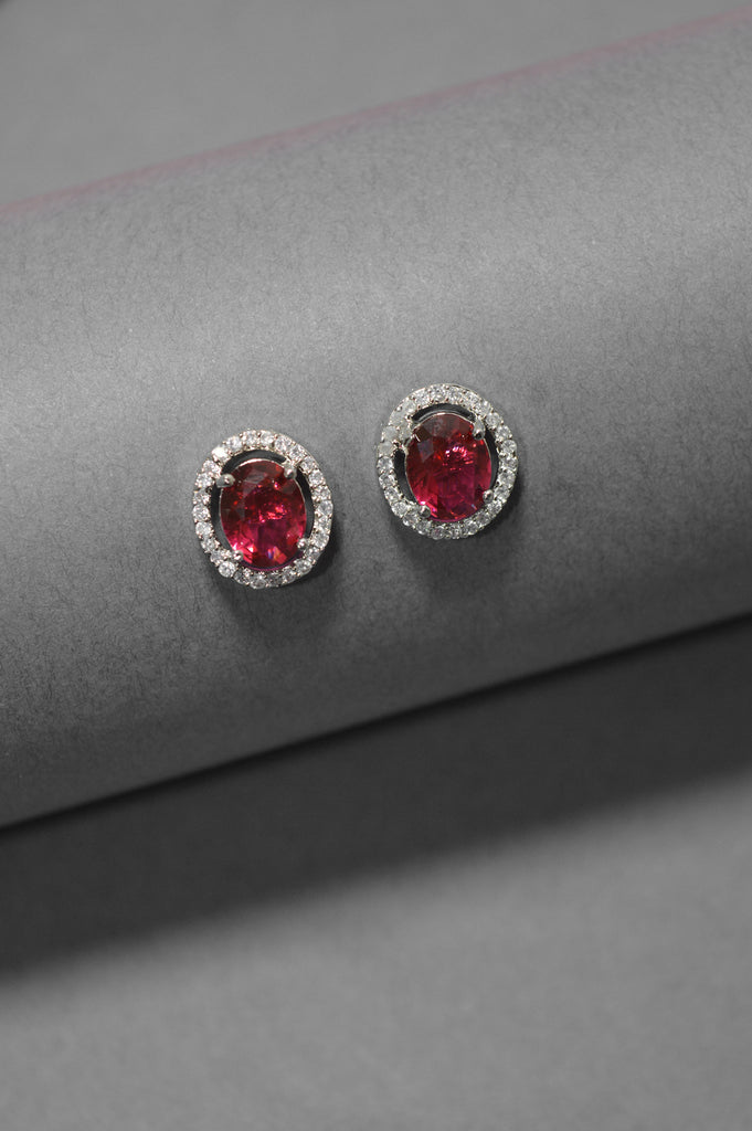 Red American Diamond Stud Earring - Studs - American Diamond stud Earrings price
