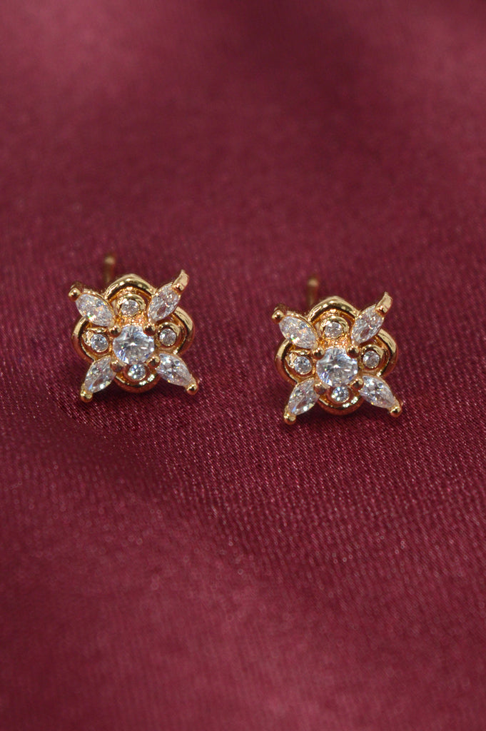 American Diamond Gold Plated Stud Earring - Buy Stud Earring for Women & Girls Online