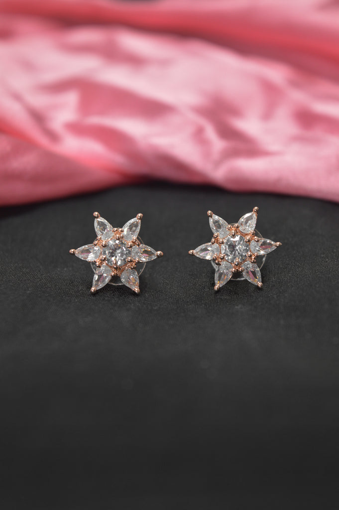 Star Shaped American Diamond Studded Gold Plated Earring - Buy Earrings for Girls