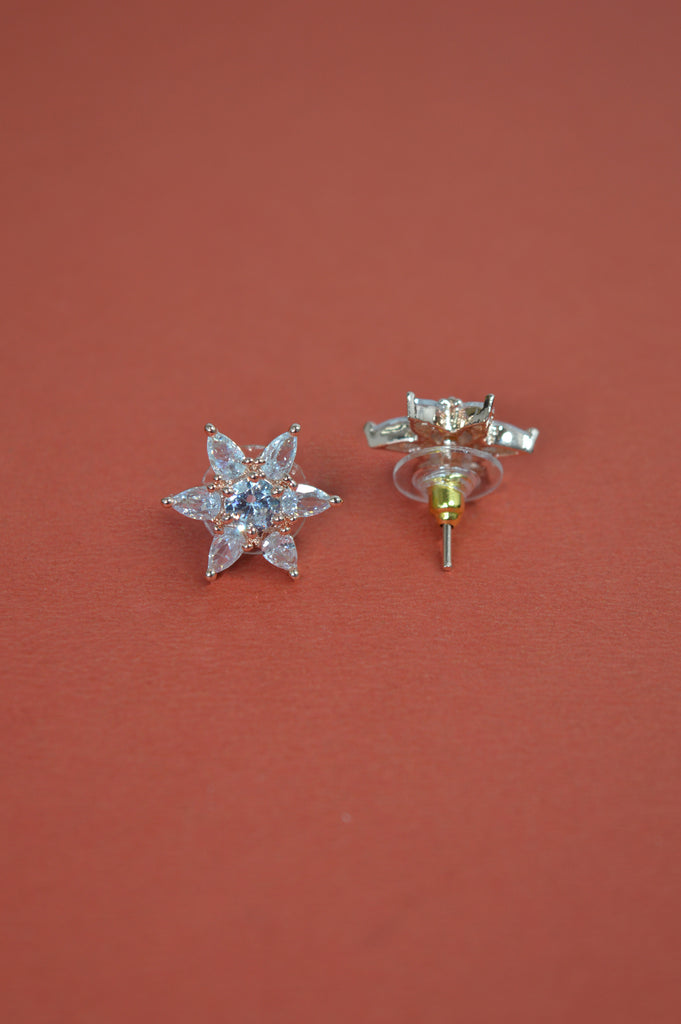Star Shaped American Diamond Studded Gold Plated Earring - Earring design