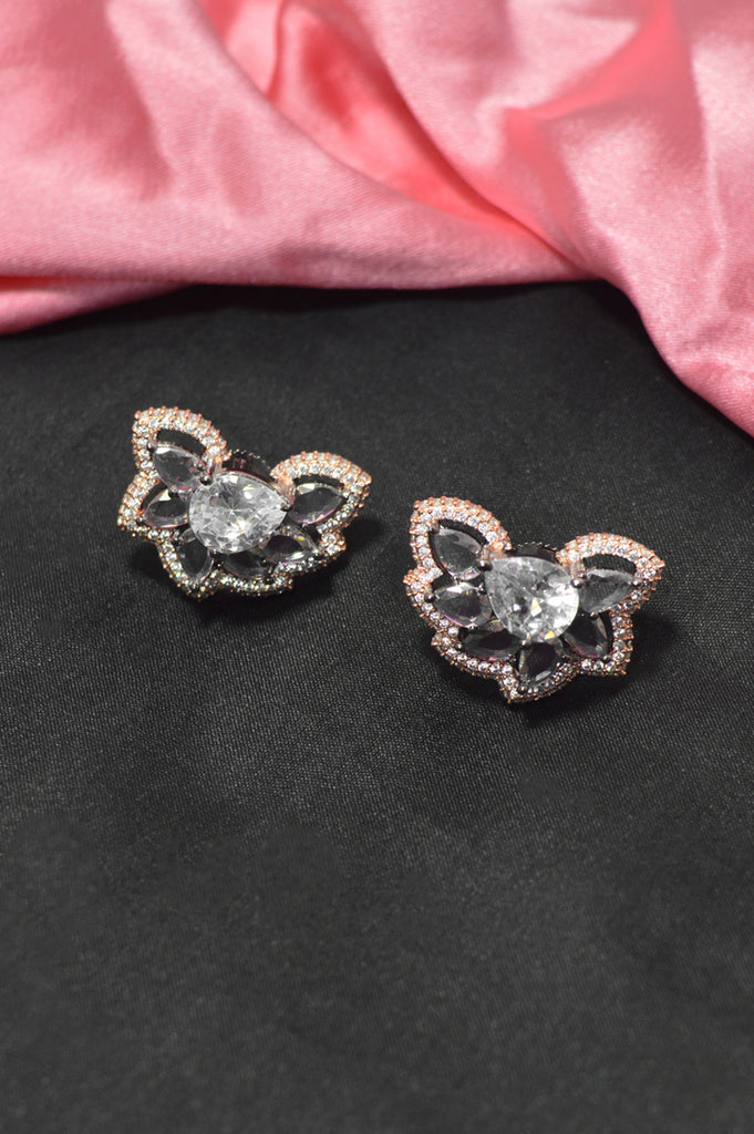 American Diamond Bronze Plated Statement Earring - Online Earring - Shop Stylish Designer Earrings Online