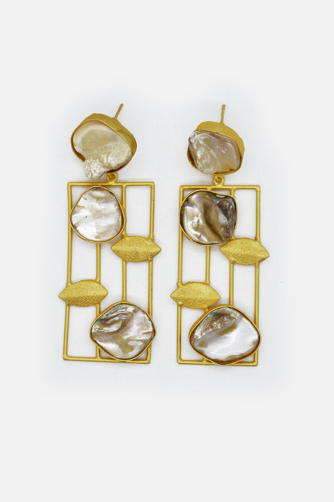 Handcrafted Pearl Stone Gold Plated Dangler Earrings Online - Danglers Jewellery