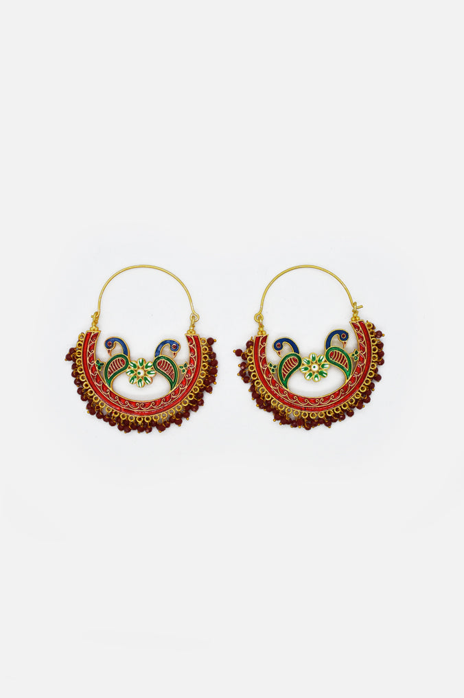 Sangria Peacock Chandbali Hoops Earrings Online -  Trendy Earrings - Artificial Earrings for Girls
