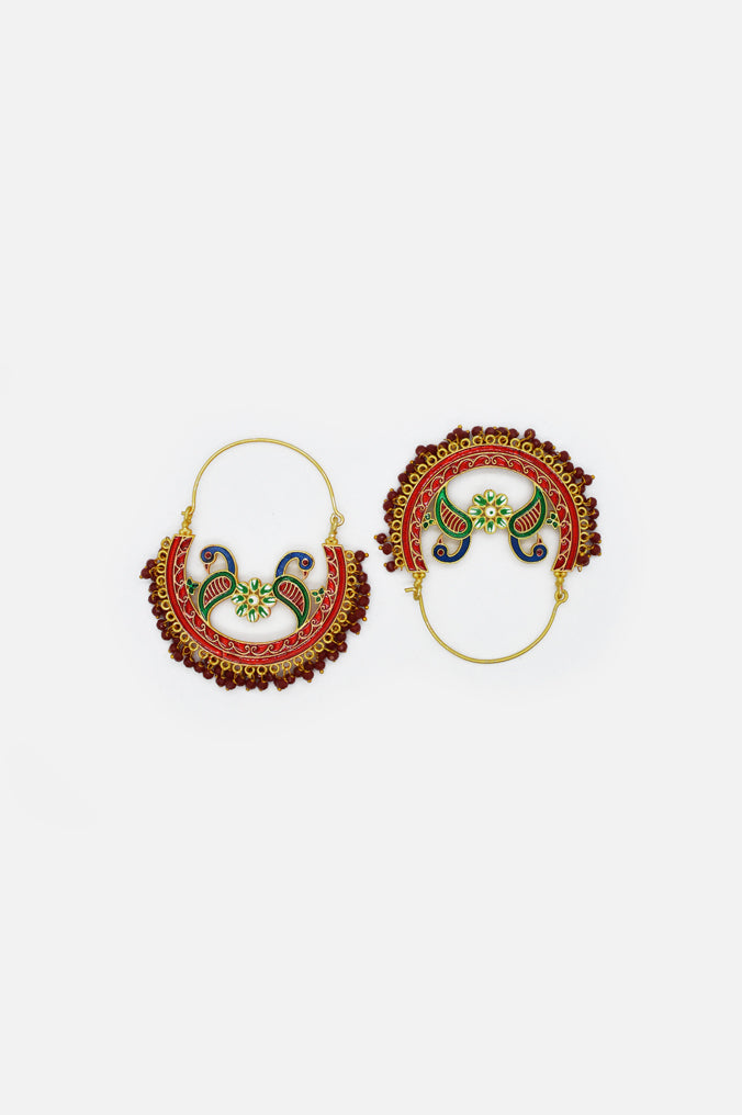Sangria Peacock Chandbali Hoops Earrings for Women - Fashion Earrings Online India - Buy Earrings Online Cheap