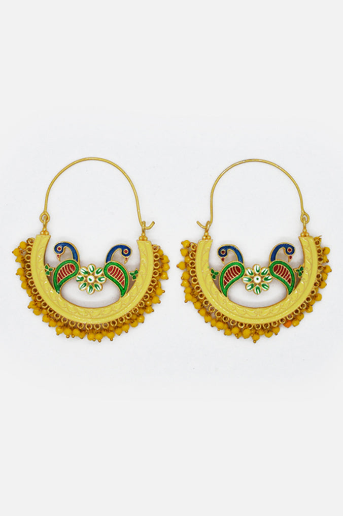 Lemon Peacock Chandbali Hoops Earring Chandbali Earrings Designs