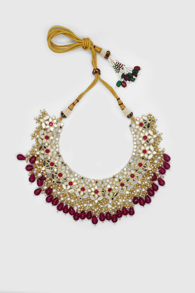 Fulki Red Color Meenakari Necklace for Women