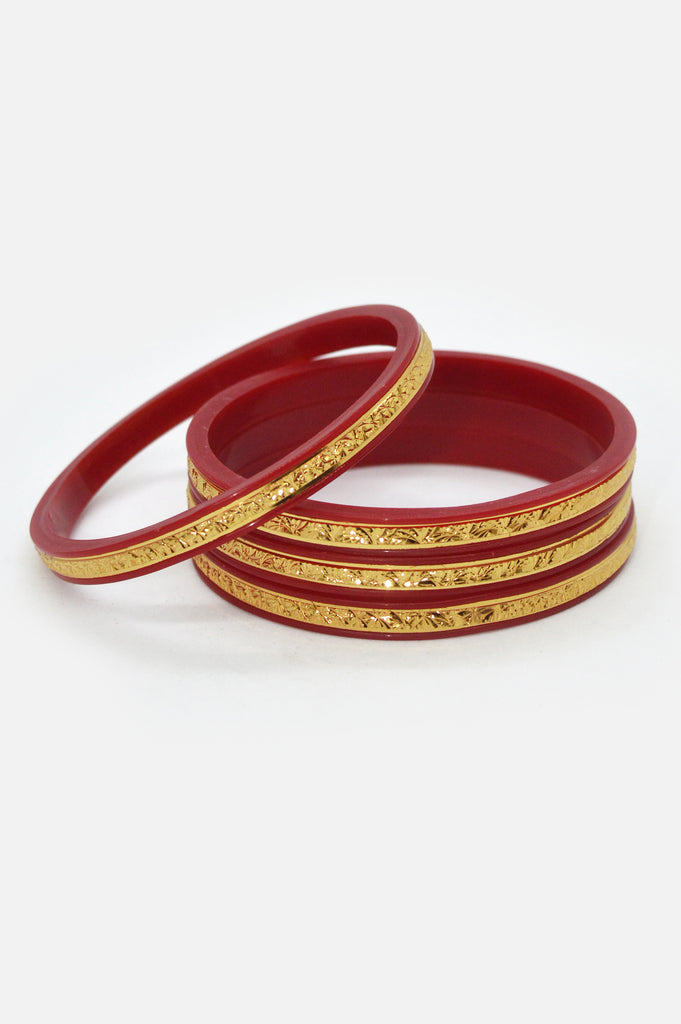 Red Color Gold Plated Bangles - Artificial Bangles Shop Near Me
