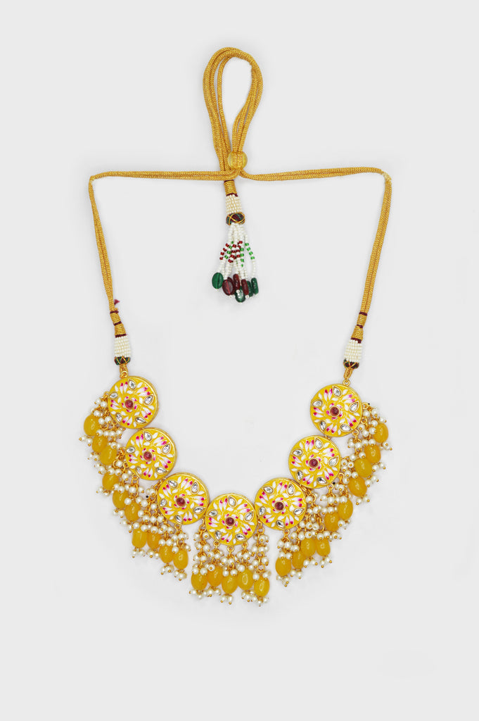 Yellow Color Meenakari Necklace Set - Buy Necklaces Products Online in India