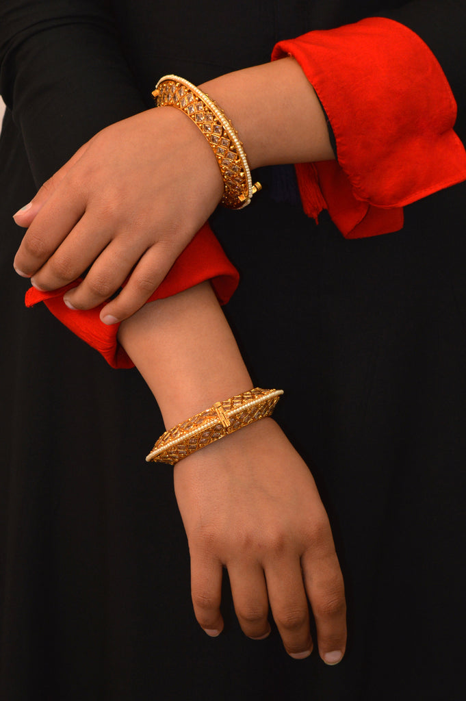 24k Gold Plated Designer Bangles - Shop Gold Kada Design For Women Online