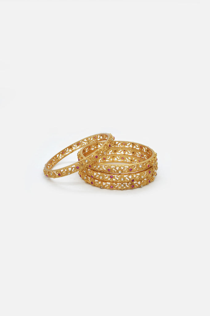 Stunning 24k Gold Plated Bangles ( Set of 4 ) for Women - Bridal Bangles & Bracelets for Women 