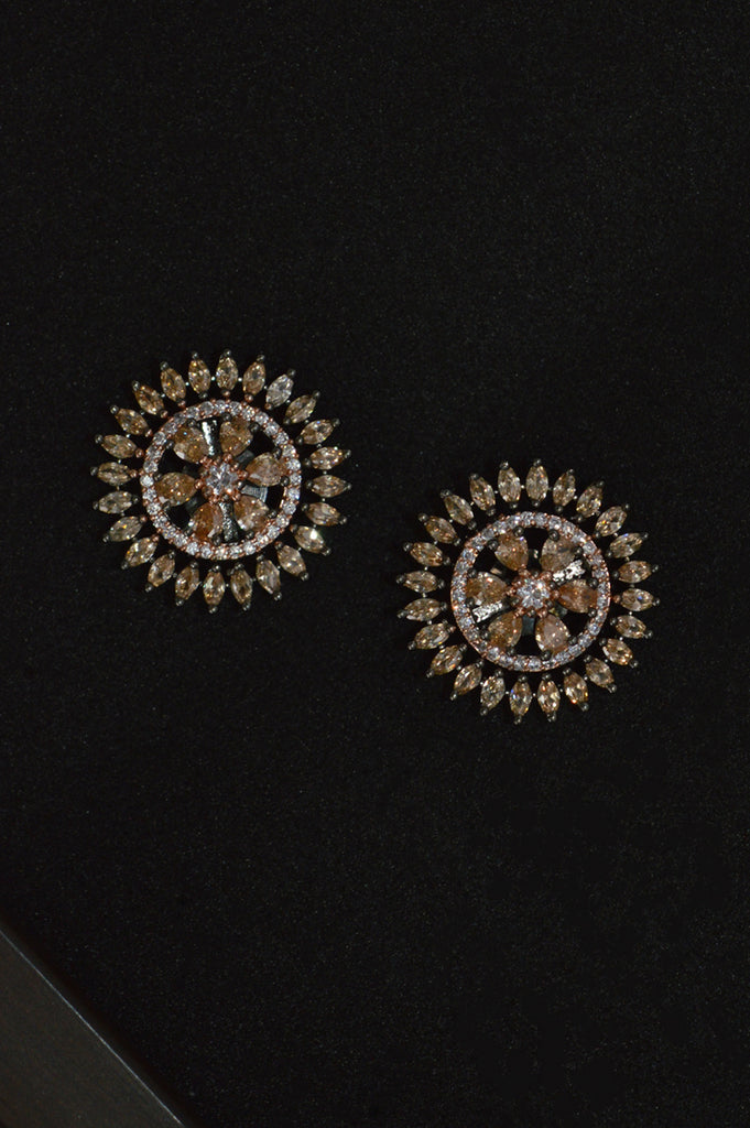Rose Gold American Diamond Stud Earrings - Earrings for Women