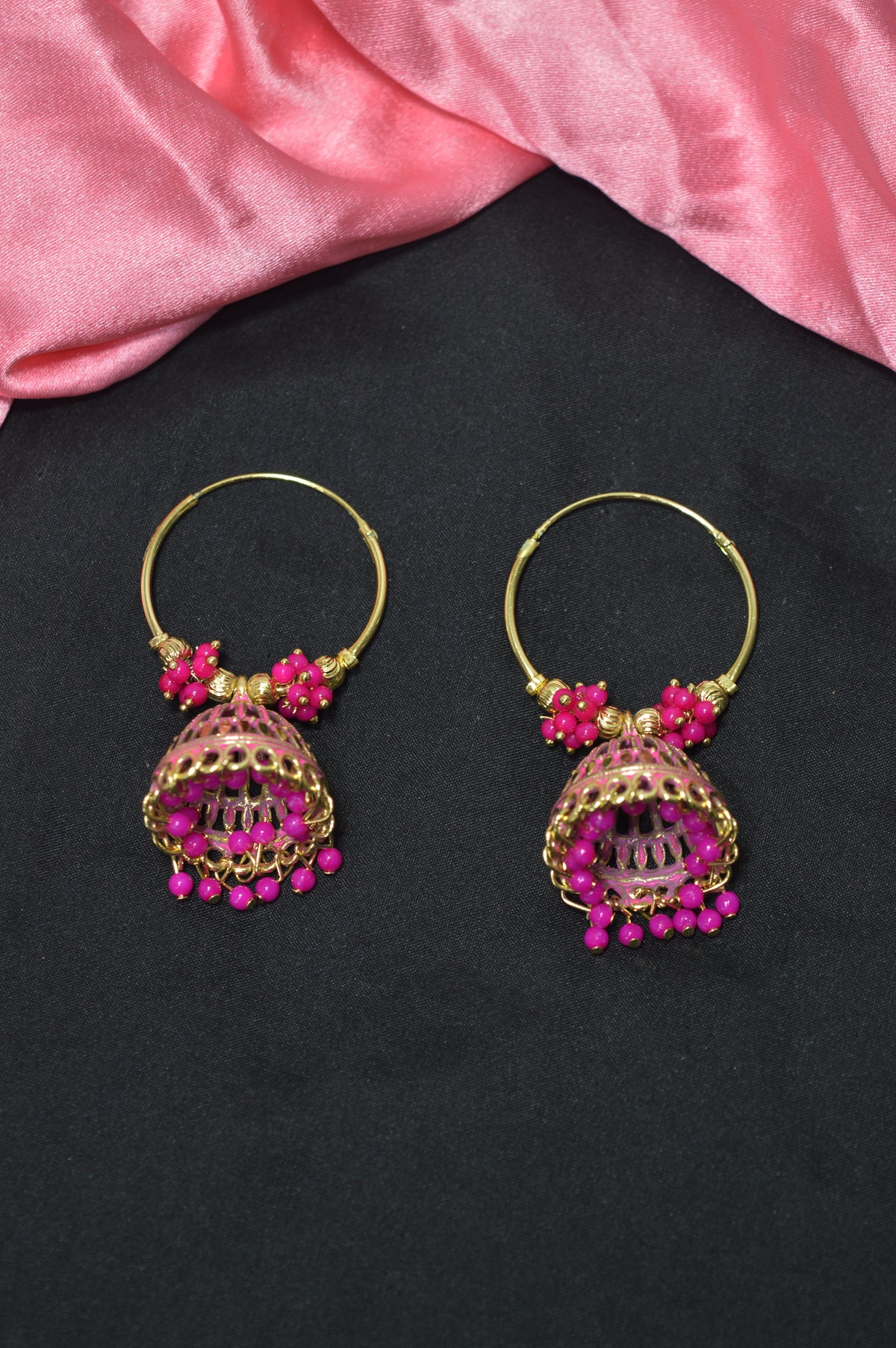 Pink Gold Plated Hoops Earring - Earrings for Women