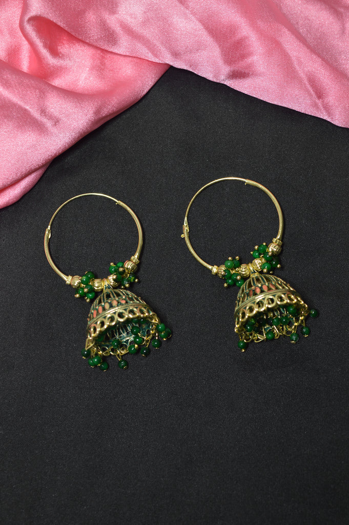 Green Gold Plated Hoops Earring Online - Niscka 