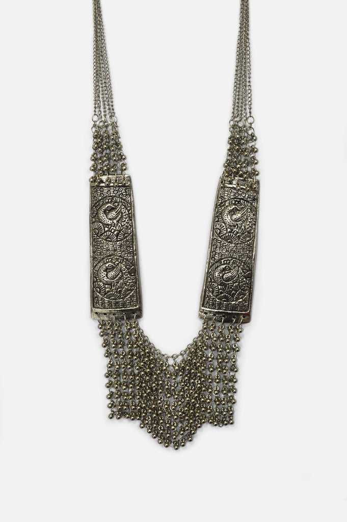 Trendy Afghani Oxidized Necklace - Silver Oxidized Jewellery Set