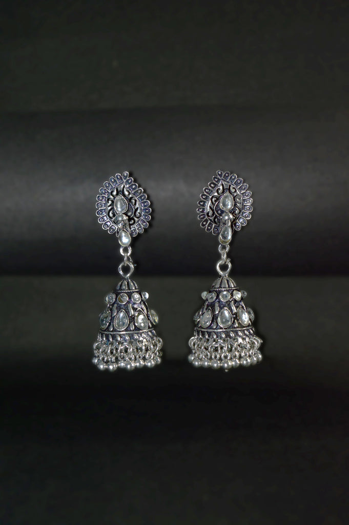 Queen Oxidised Jhumka Earrings online - Oxidised Earrings under 500