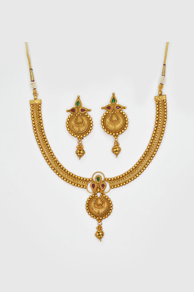 Traditional 18k Gold Plated Necklace with Earring - New Design Jewellery 2023