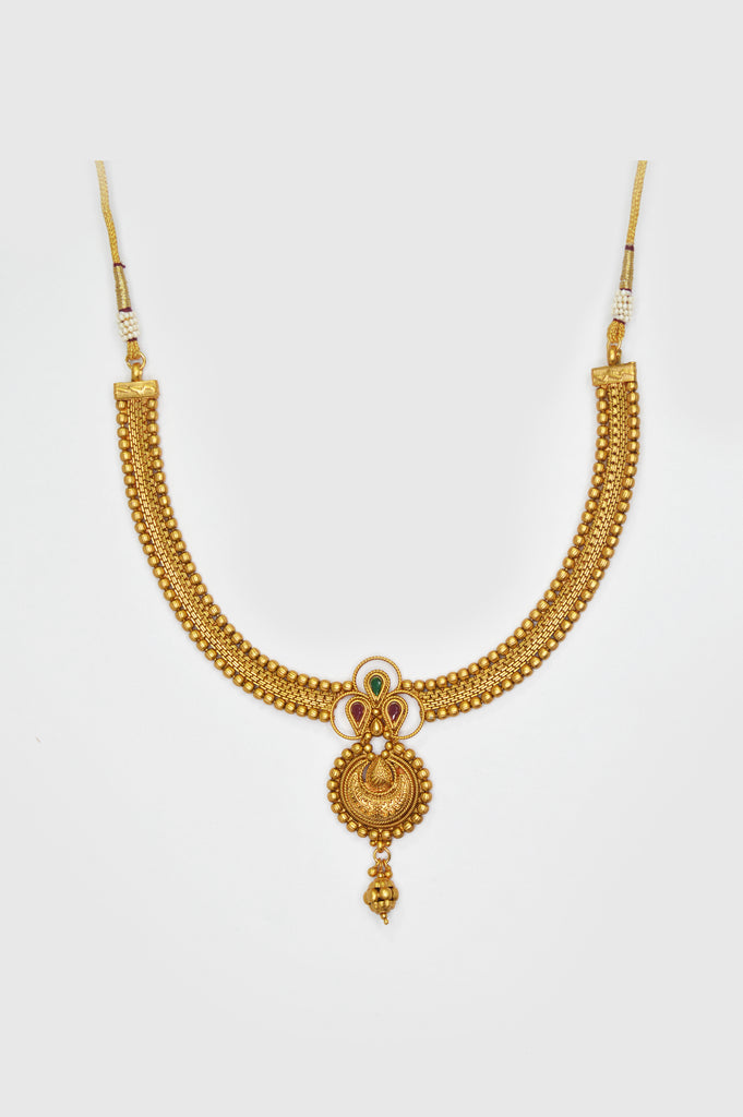 Traditional 18k Gold Plated Necklace - Rani Haar Designs Gold with Price - gold Necklace Set Online