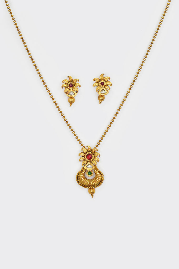 Traditional 18k Gold Plated Chain Necklace with Earring - Niscka