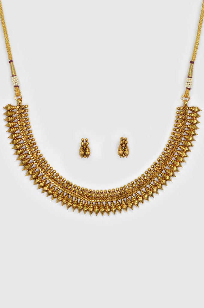 Classy 18k Gold Plated Choker Necklace with Earring - ‎Luminous Gold Necklace