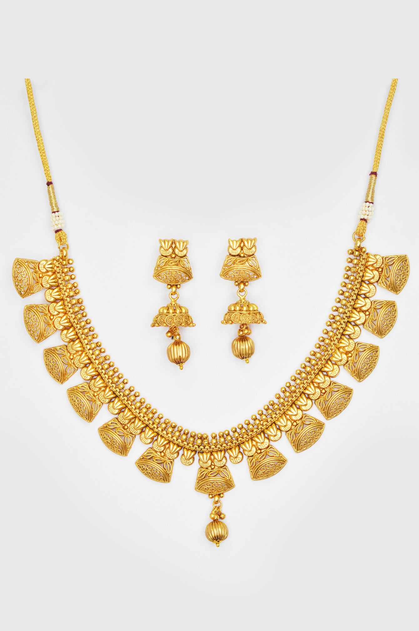 Traditional 18k Gold Plated Designer Choker Necklace Set -  ‎Impressive Gold Necklace