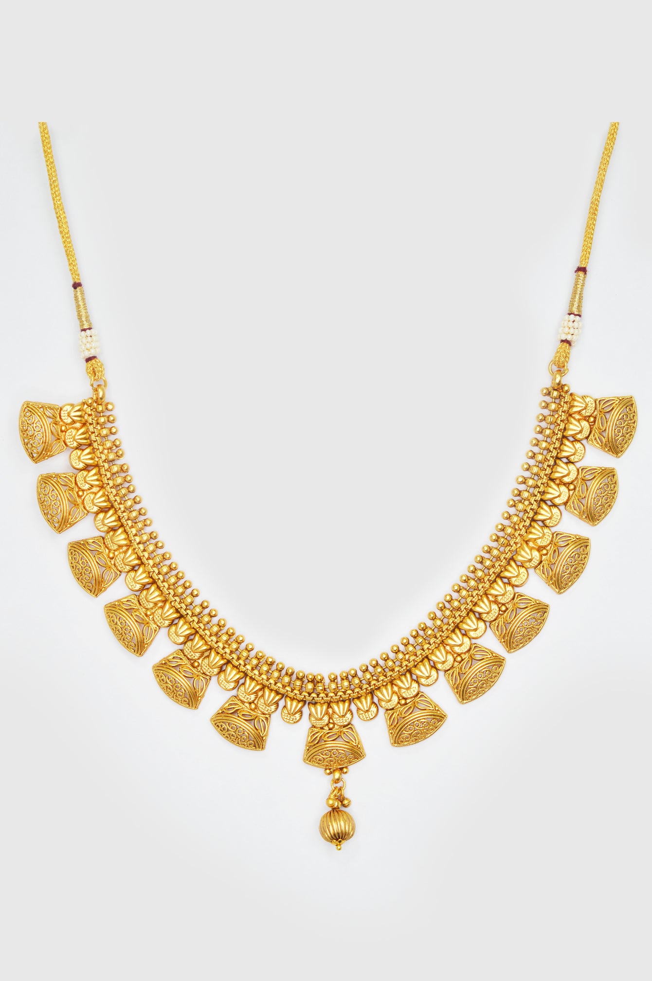 Traditional 18k Gold Plated Designer Choker Necklace Set -  ‎Bridal Gold Necklace