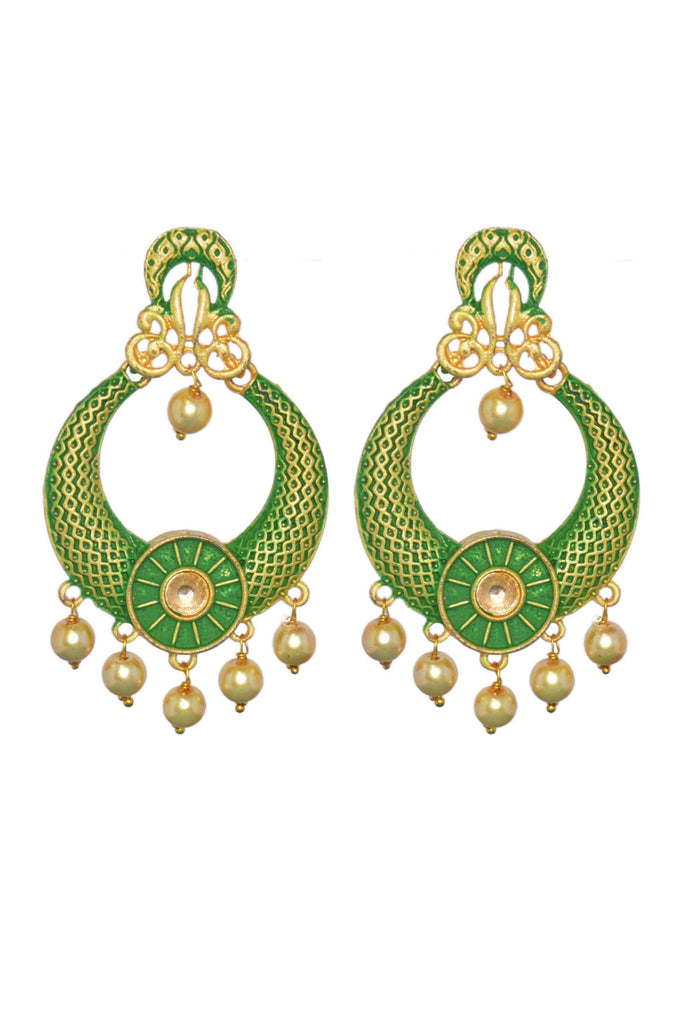 Handcrafted Green Color Meenakari Earring - Meenakari Earrings Online