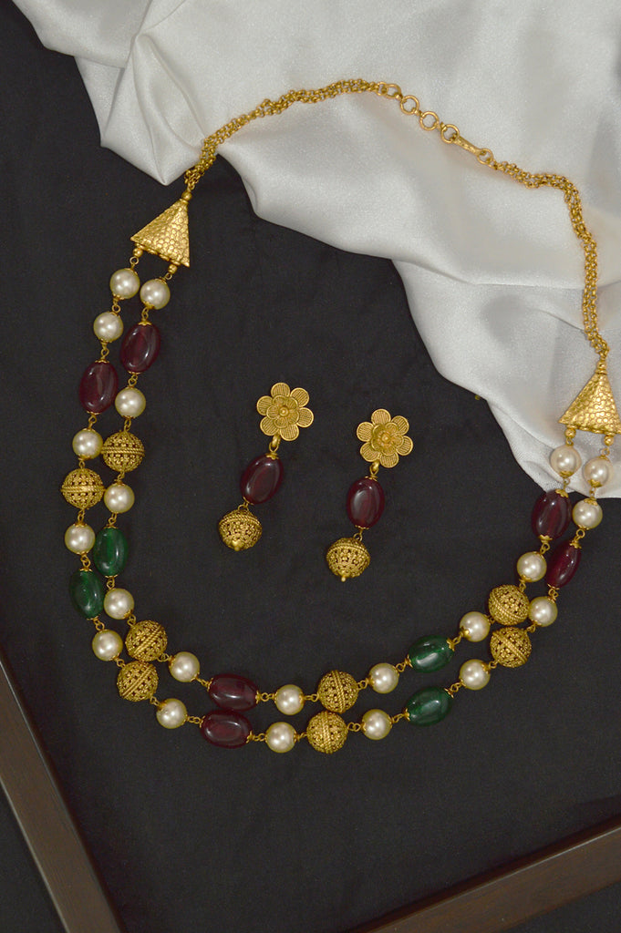 Multi Color Stone Kundan Necklace Set - Buy Necklaces for Women