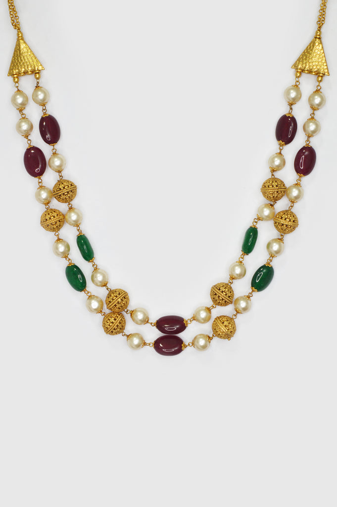 Multi Color Stone Kundan Necklace Set Online 