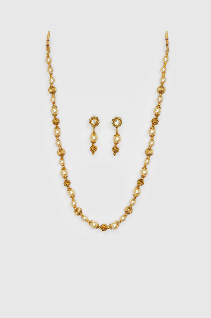 Gold Plated 18k Matar Mala Necklace with Earrings Online 