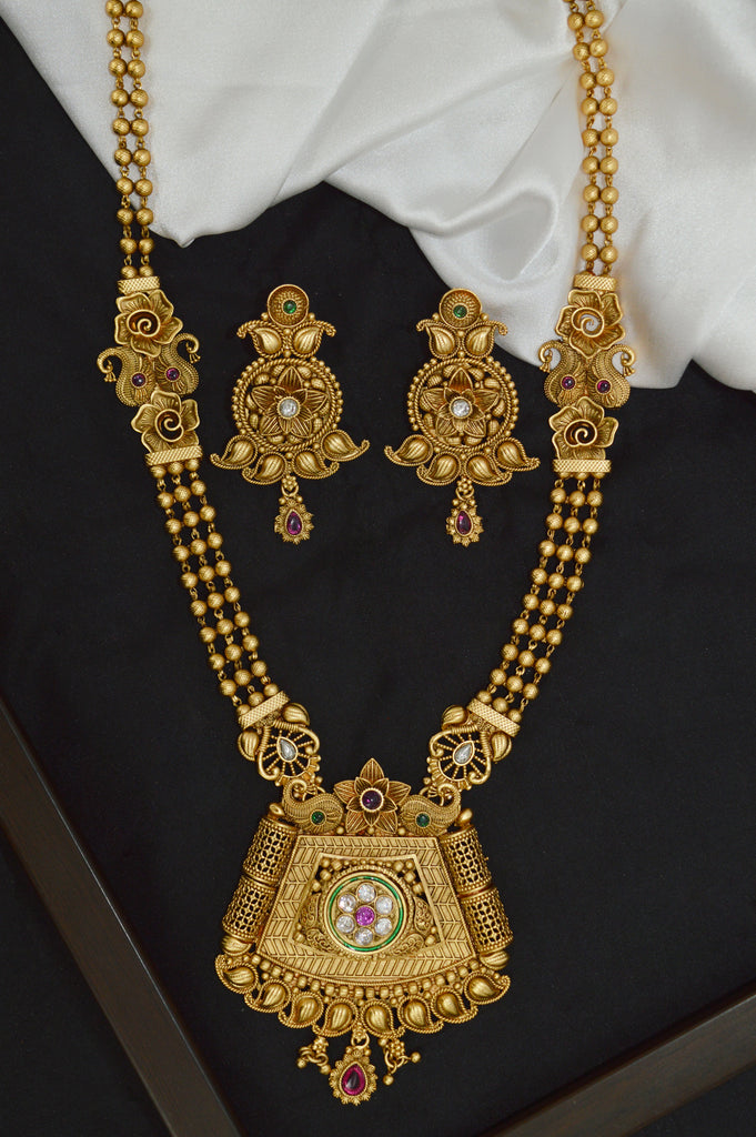 Antique Traditional Gold Plated Long Necklace - Necklaces & Sets - Fashion Jewellery