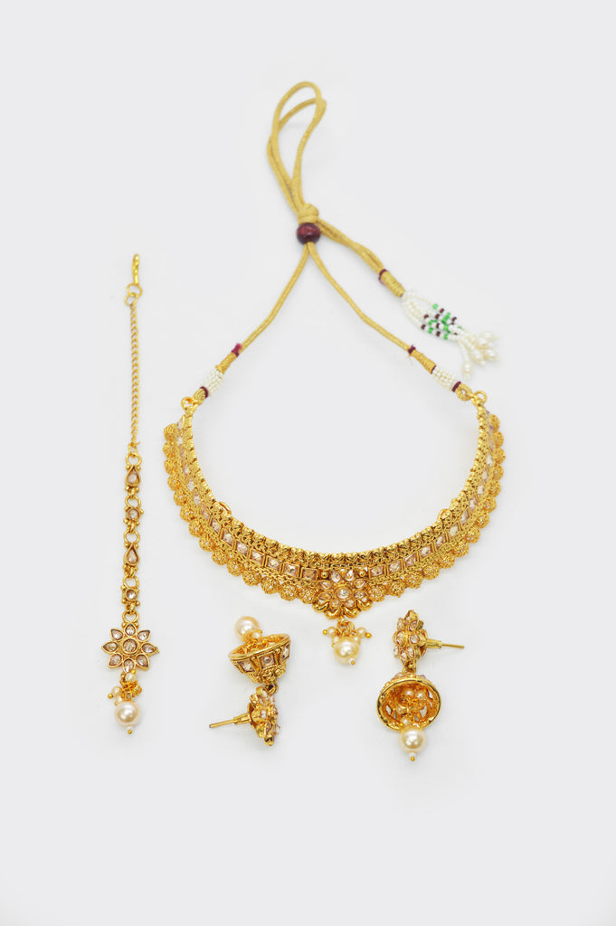 Gold Plated Traditional Antique Choker Necklace Set