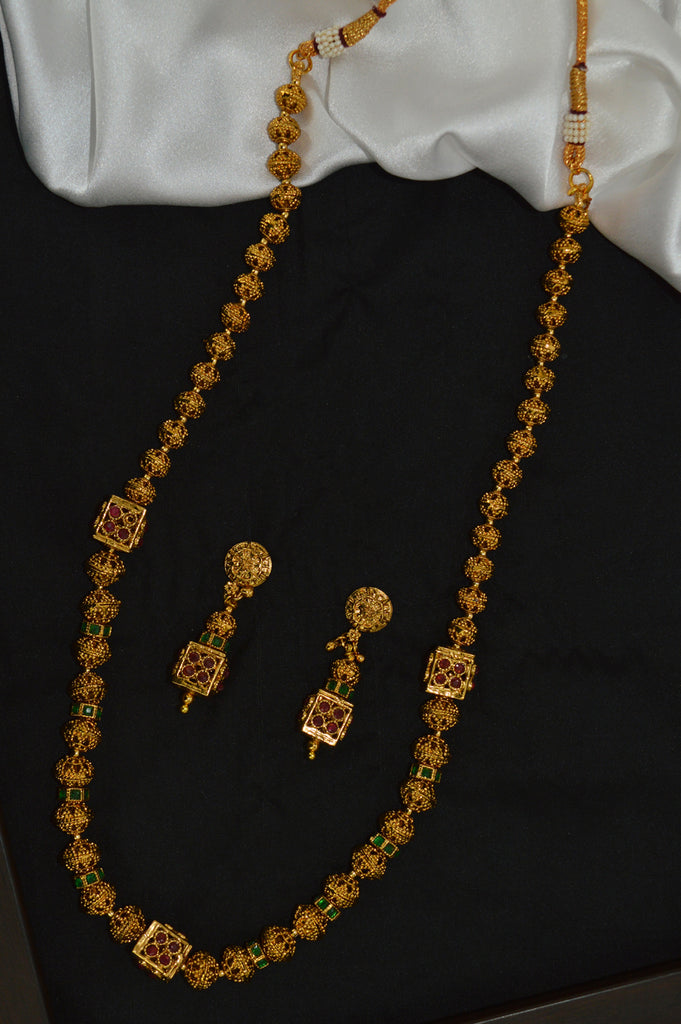 Matar Maala Necklace Set for Women by Niscka Jewellery - Wedding Gift for Her - Wedding Wear Necklace Set - Traditional Jewellery Under 1000