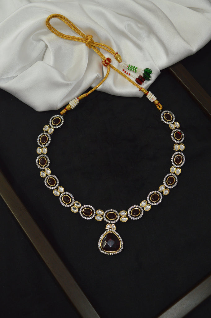Sepia Polki Kundan Necklace Set for Women