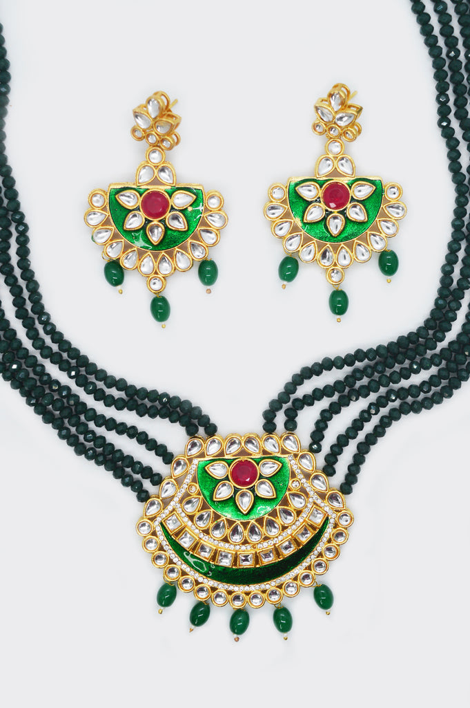 Basil Meenakari Rani Necklace Set - Artificial Rajputi Jewellery Online Shopping