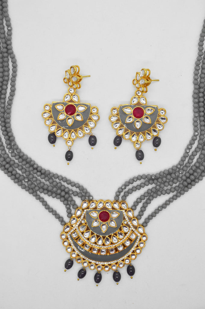 Pewter Meenakari Rani Necklace Set - Latest Necklace Designs